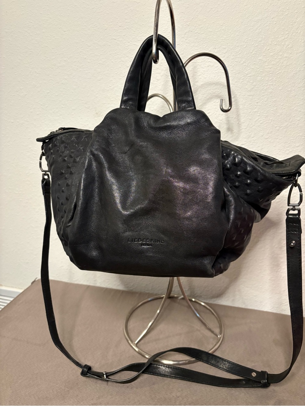 Liebeskind Berlin Barakas7 Pryami Tote Slouchy Black Leather Adjustable Strap